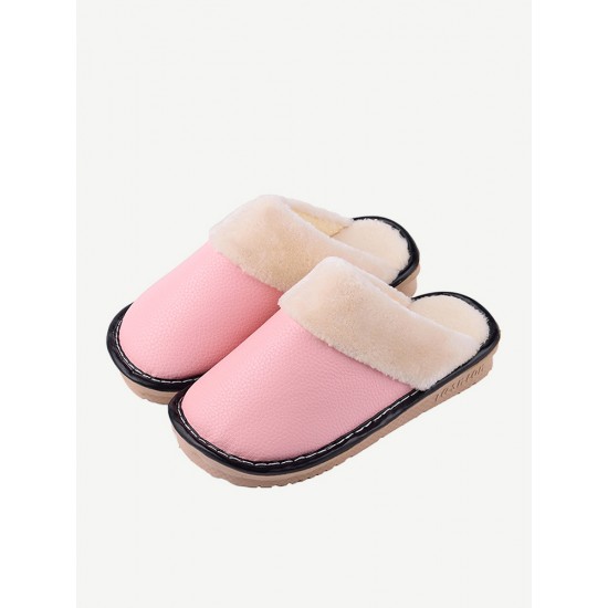 Women Warm Lining Waterproof Slip Resistant Backless Winter Indoor Slippers