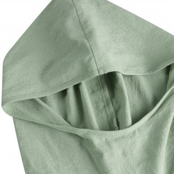 Women 100  Cotton Solid Color Wide Collar Button Cuffs Hoodie