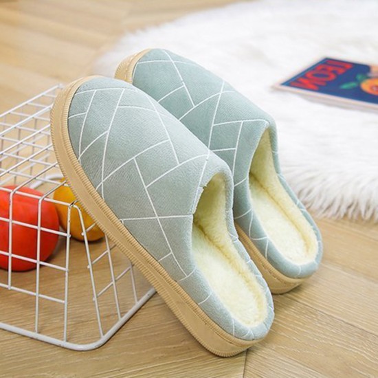 Women Casual Geometric Printing Closed Toe Warm Lining Home Slippers