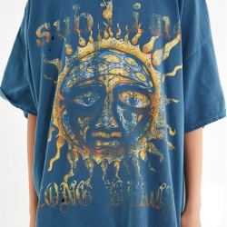 Sun Fire God Worn Out Hole Wide T-shirt Skirt HF2618-04-04