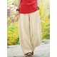 Solid Pocket Elastic Waist Cotton Casual Pants