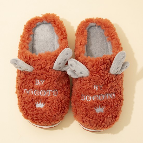 Women’s Cute Antlers Warm Lining Casual Home Plush Slippers