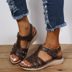 Women’s Summer Comfort Round Toe Hand Sewn Plus Size Platform Sandals