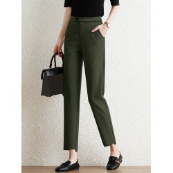 Pocket Step Hem Tailored Pants For Women