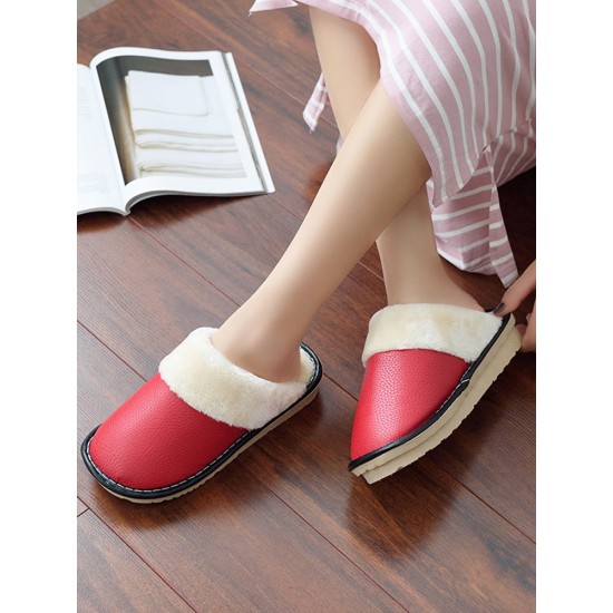 Women Warm Lining Waterproof Slip Resistant Backless Winter Indoor Slippers