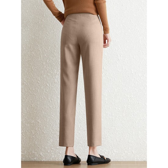 Pocket Step Hem Tailored Pants For Women