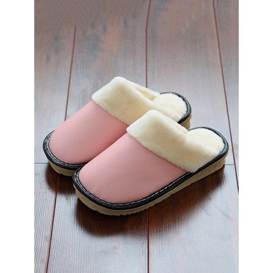 Women Warm Lining Waterproof Slip Resistant Backless Winter Indoor Slippers