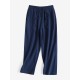 Leisure Solid Drawstring Pocket Cotton Casual Pants