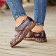  Genuine Leather Handmade Patchwork Comfy Retro Ethnic Pattern Flat Shoes