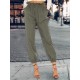 Solid Color Drawstring High Waist Elastic Casual Pants With Pockets