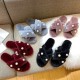 Women’s Pearl Inlay Warm Lined Casual Winter Plush Slippers