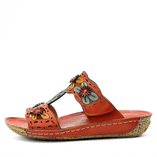  Casual Vacation Hollow Out Flowers Decoration Bohemian Backless Slip On Sandals For Women