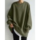 Women Solid Loose Basic All Match Commute Homely Outer Wear Sweatshirt