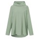 Women 100  Cotton Solid Color Wide Collar Button Cuffs Hoodie