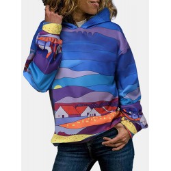 Women Tie Dye Printing Nicely Designed Hooded Scrawl Sweatshirt