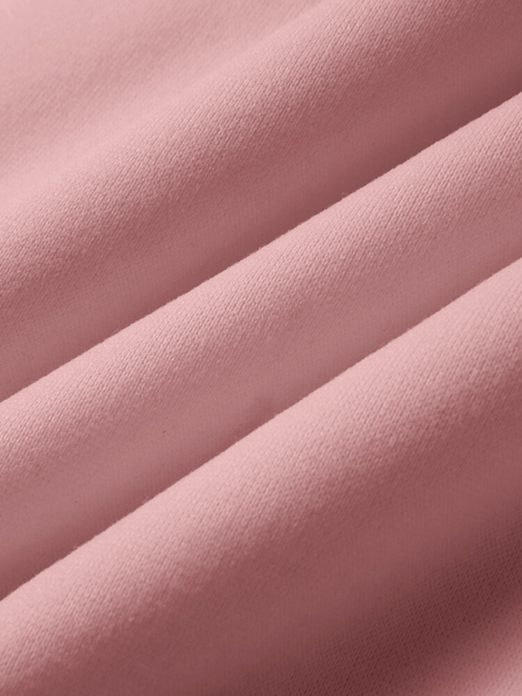 Women Long Sleeve Solid Round Necked Narrow Hem Pullover Sweatshirt