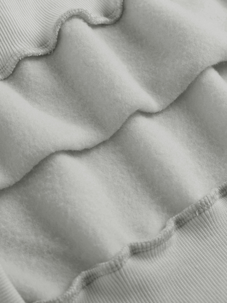 Women Thick Solid Puff Sleeve Solid Color O  Neck Full Sleeve Pullover Sweatshirt