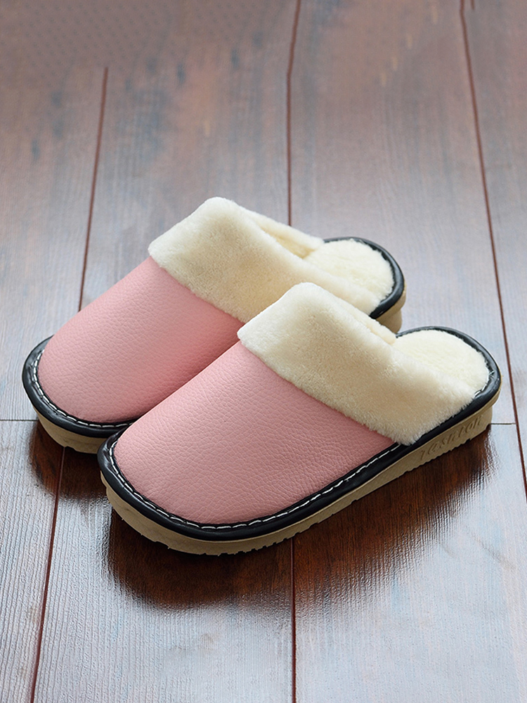 Women Warm Lining Waterproof Slip Resistant Backless Winter Indoor Slippers