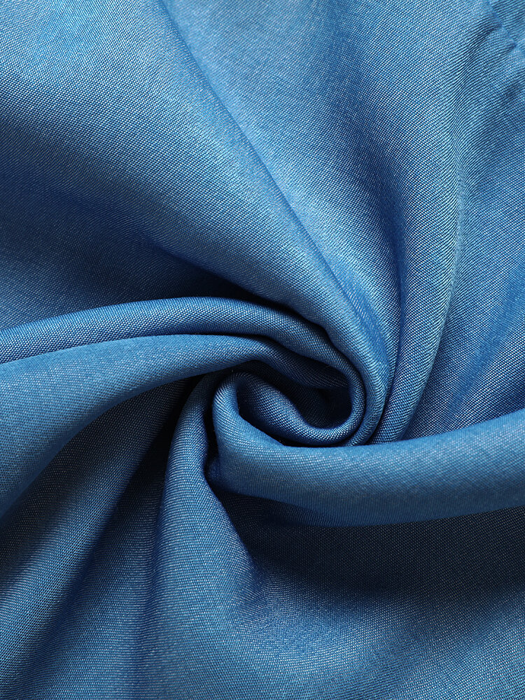 Leisure Solid Ruffle Wide Leg Pocket Pants