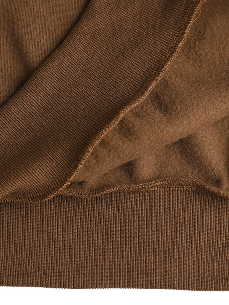 Women Puff Sleeve Solid Thick O  Neck Preppy Homely Sweatshirt