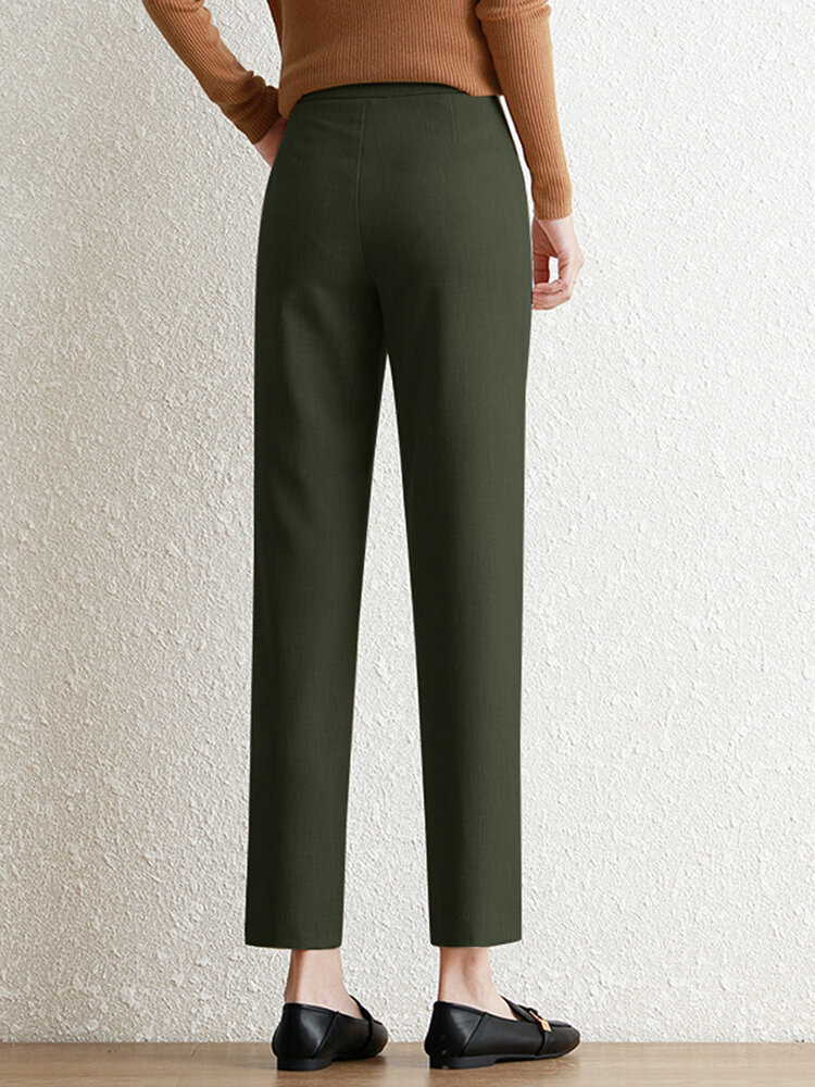 Pocket Step Hem Tailored Pants For Women
