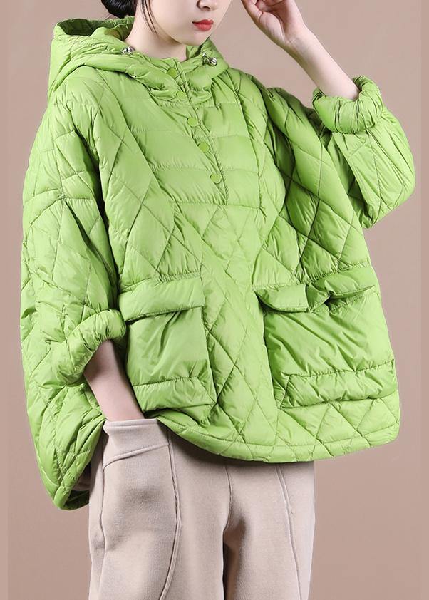 2025 Loose Fitting Winter Puffer Jacket Hooded Green Down Coat