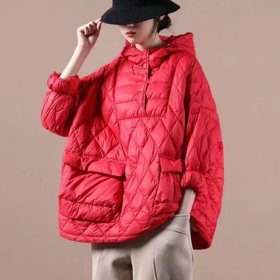 2025 Loose Fitting Winter Puffer Jacket Hooded Green Down Coat