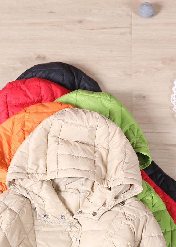 2025 Loose Fitting Winter Puffer Jacket Hooded Green Down Coat