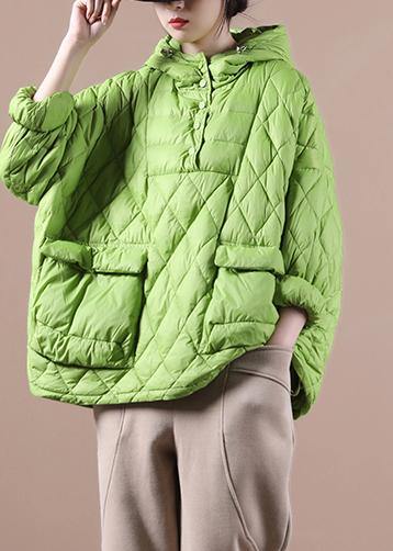 2025 Loose Fitting Winter Puffer Jacket Hooded Green Down Coat