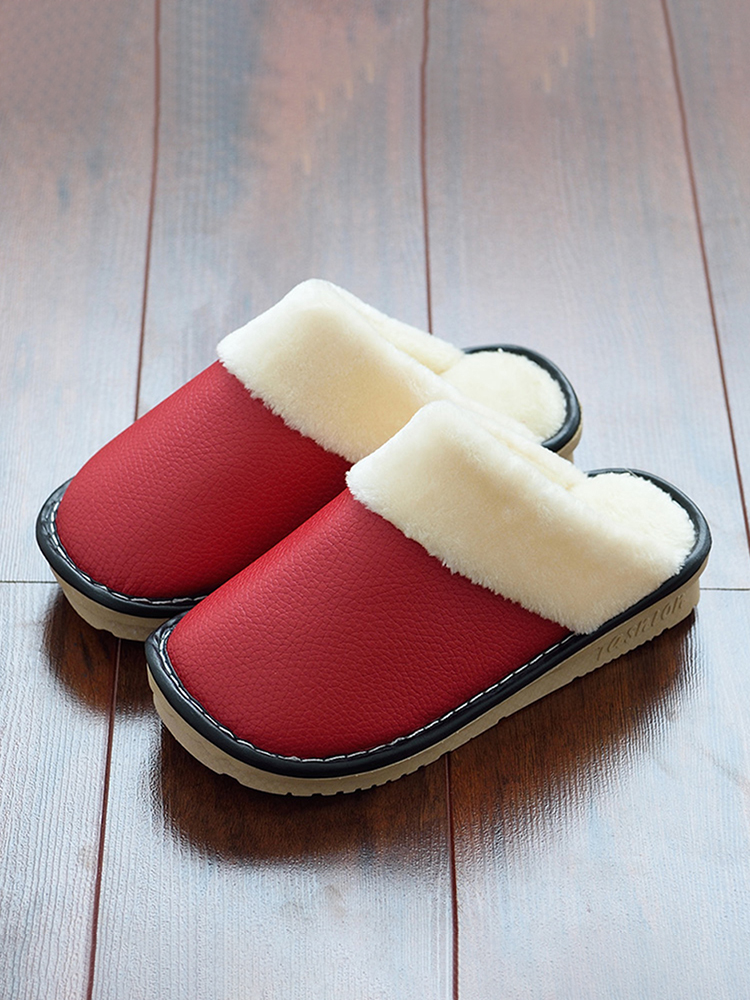 Women Warm Lining Waterproof Slip Resistant Backless Winter Indoor Slippers